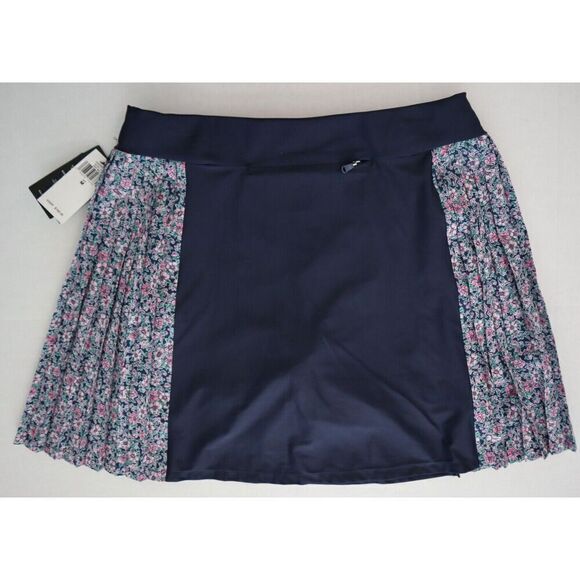 RLX Ralph Lauren Women's Sz M Navy Floral Side Pleated Performance Skort - Picture 2 of 11